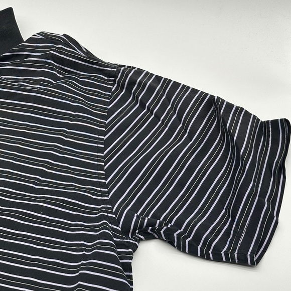 Peter Millar Mens Golf Polo Shirt Large Black Striped Short Sleeve Casual - Picture 3 of 9